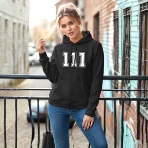 BLACK HOODIE Minimalist Spiritual Angel Number Hoodie • Unisex Manifestation